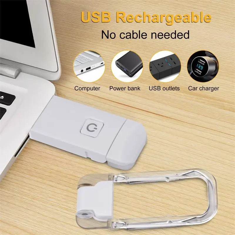 Versatile LED USB Rechargeable Book Light - Eye Protection Night Lamp with Adjustable Brightness and Clip-on Bookmark Feature