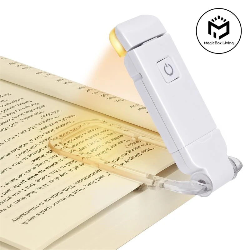 Versatile LED USB Rechargeable Book Light - Eye Protection Night Lamp with Adjustable Brightness and Clip-on Bookmark Feature