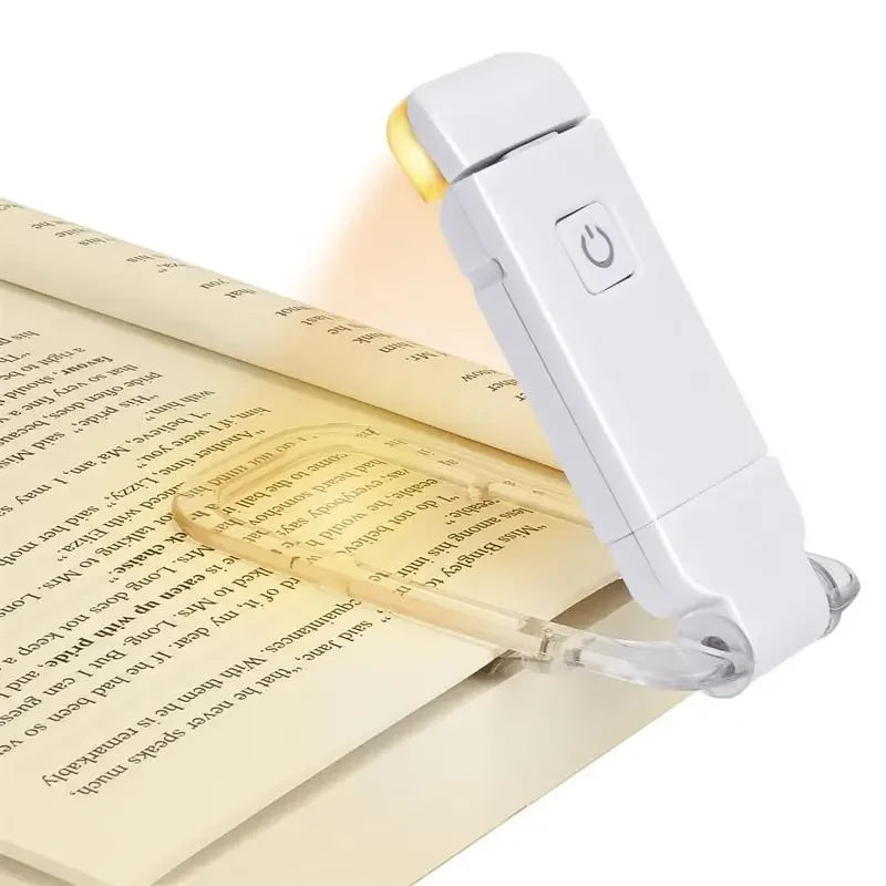 Versatile LED USB Rechargeable Book Light - Eye Protection Night Lamp with Adjustable Brightness and Clip-on Bookmark Feature